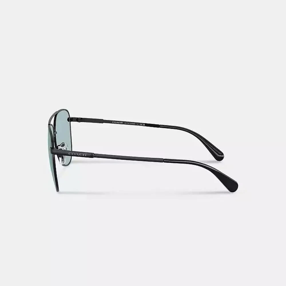 NWT Coach C Hardware Metal Pilot Sunglasses CAE96 Black/Blue